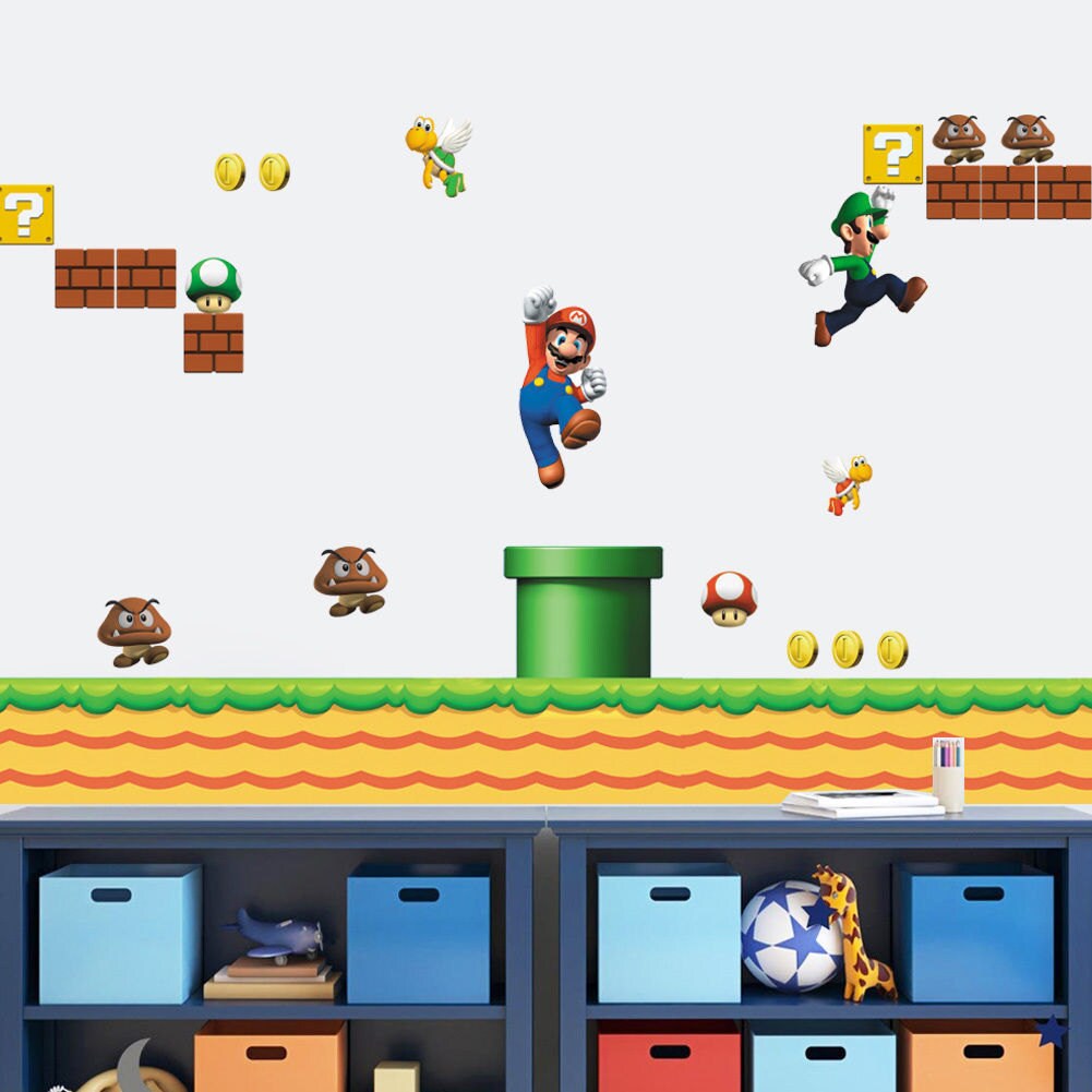 Huge Super Mario Bros Removable Wall Sticker Decals Kids Nursery Decor ...