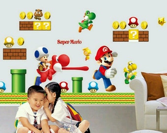 Super Mario Bros Nursery Decal Room Decals Hot Selling Kids bedroom Wall Murals 44 Stickers