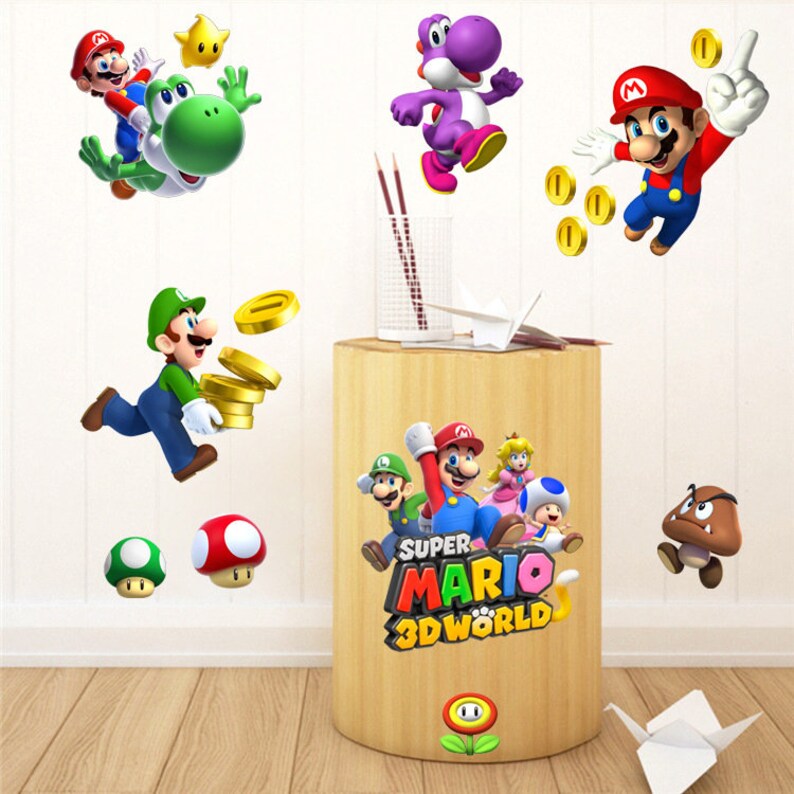 Large Super Mario Bros Kids Removable Wall Sticker Decals | Etsy