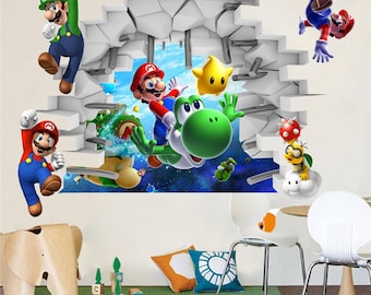Super Mario Removable Bros Kids Room Games Wall Sticker Decals Home Decor 3D