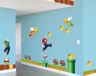 50 Huge Super Mario Bros Removable Wall Stickers Decals Kids Nursery Decor