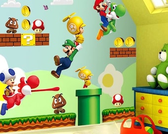 Large Super Mario Bros Kids 44 Removable Wall Sticker Decals Nursery Decor Vinyl