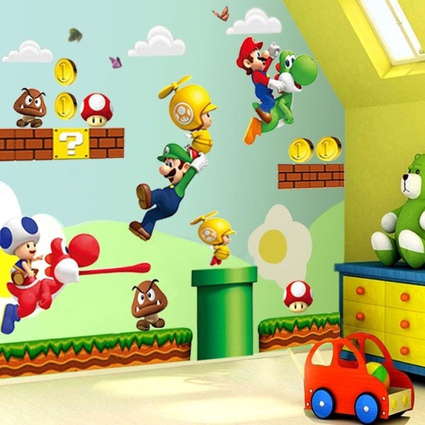 Large Super Mario Bros Kids 44 Removable Wall Sticker Decals Nursery Decor Vinyl