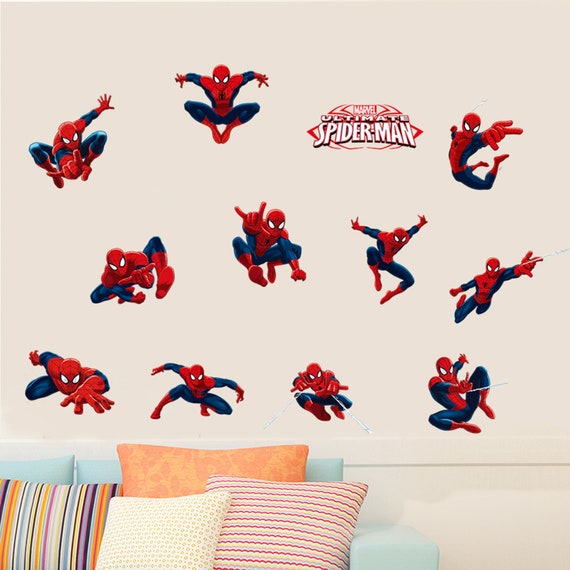 10 grands stickers muraux Spiderman, décoration de chambre d'enfant et de  garçon -  France