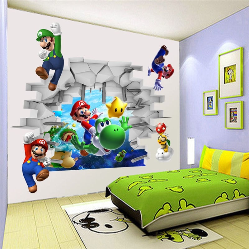 Super Mario Removable Bros Kids Room Games Wall Sticker Decals Home ...