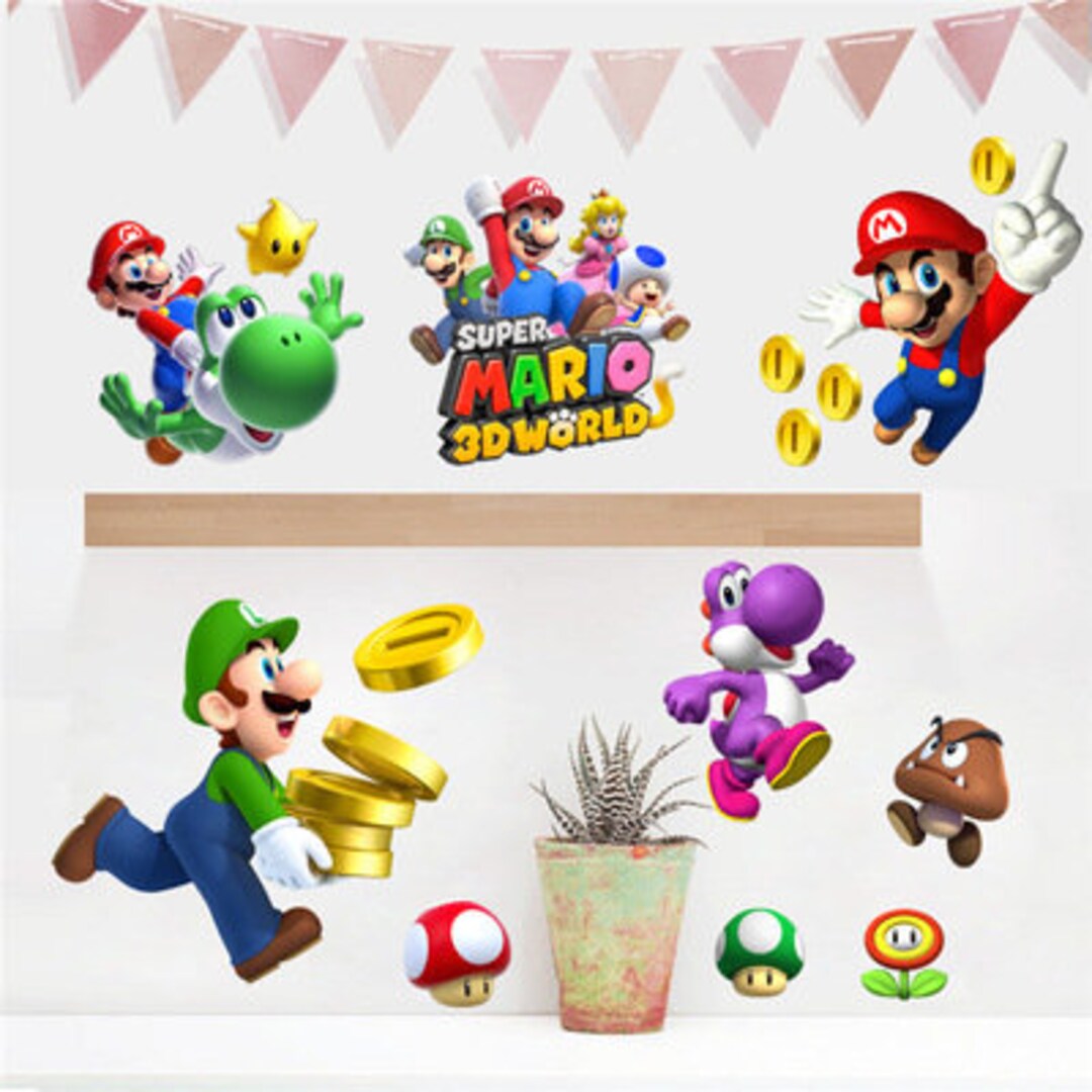 Large Super Mario Bros Kids Removable Wall Sticker Decals Nursery Decor ...