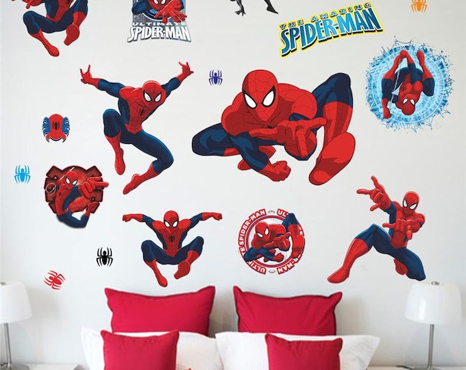 10 Large Spiderman Wall Stickers Art Decals Kids Boy Room Etsy