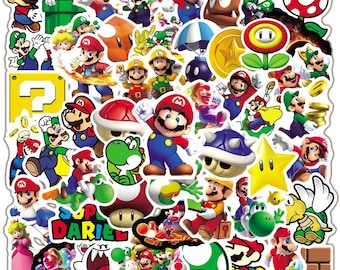 100 cartoon Stickers Super Mario Games Sticker For Kids Skateboard Luggage Laptop Car Phone Custom Vinyl Stickers