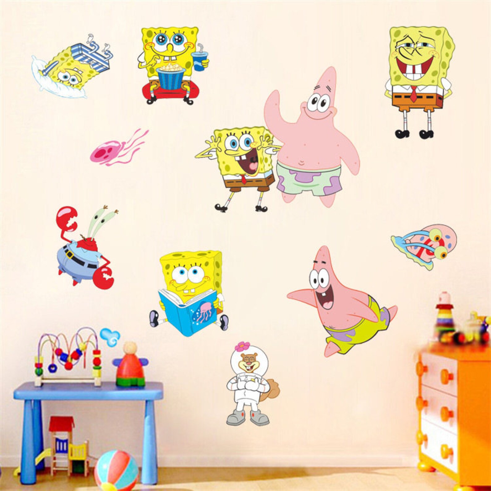 Spongebob Kids Removable Wall Sticker Decals Nursery Decor Etsy