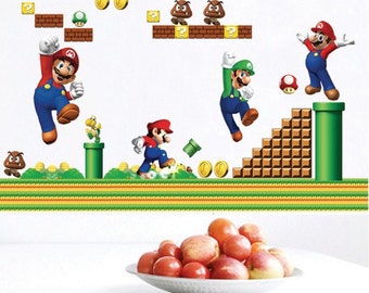 Super Mario Decals Removable Wall Sticker Bros Kids Nursery Home Decor Vinyl