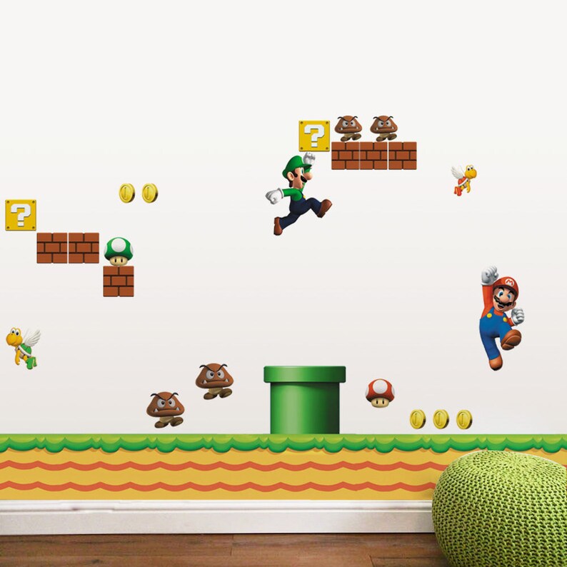 Huge Super Mario Bros Removable Wall Sticker Decals Kids Nursery Decor ...