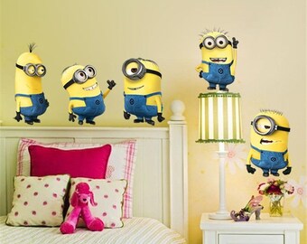 Large 5 Minions Removable Stickers Wall Decal Kids Room Baby Child Room