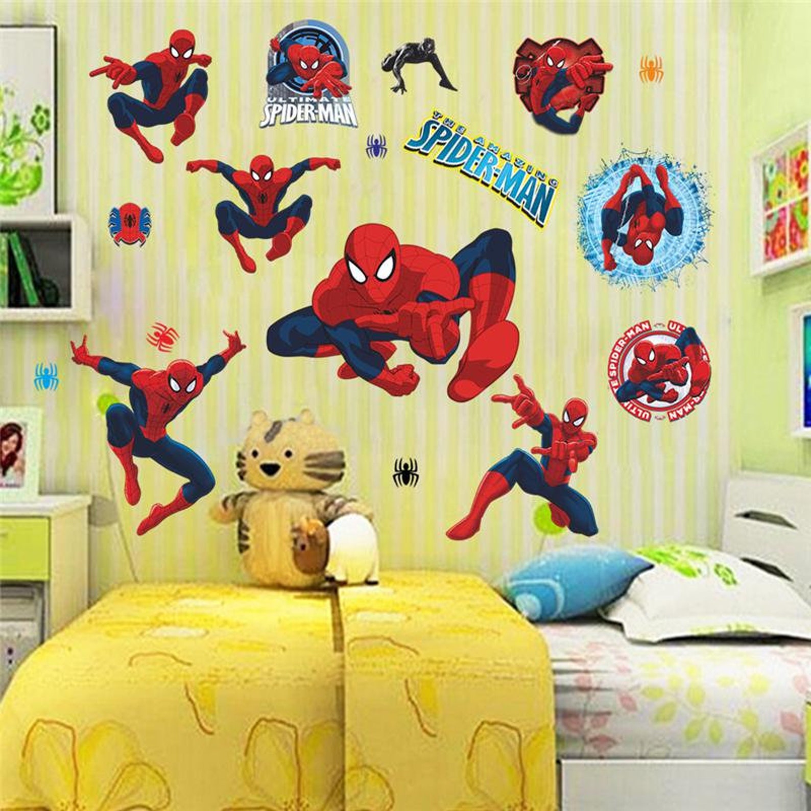10 Large Spiderman Wall Stickers Art Decals Kids Boy Room Etsy