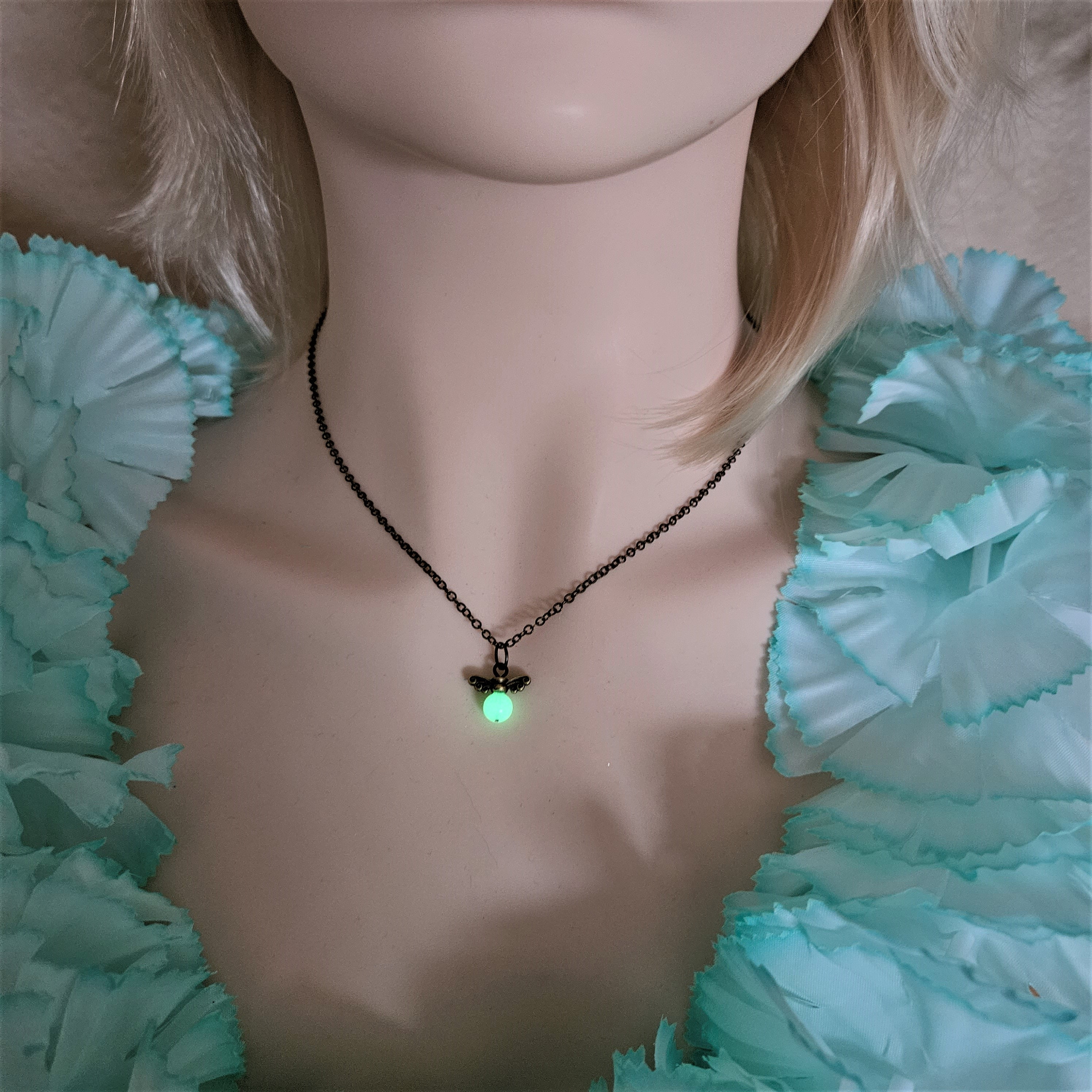 Glowing Firefly Necklace Bronze Tone