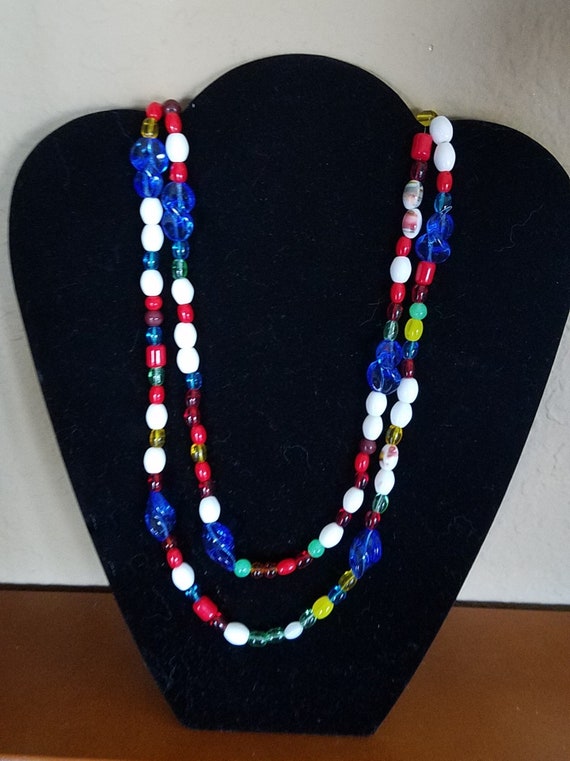 Vintage Flapper Multicolor Beaded Necklace - image 1