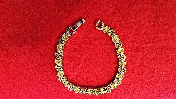 Vintage Austrian Red and Clear Austrian Crystal Bracelet and Earrings Set View 3