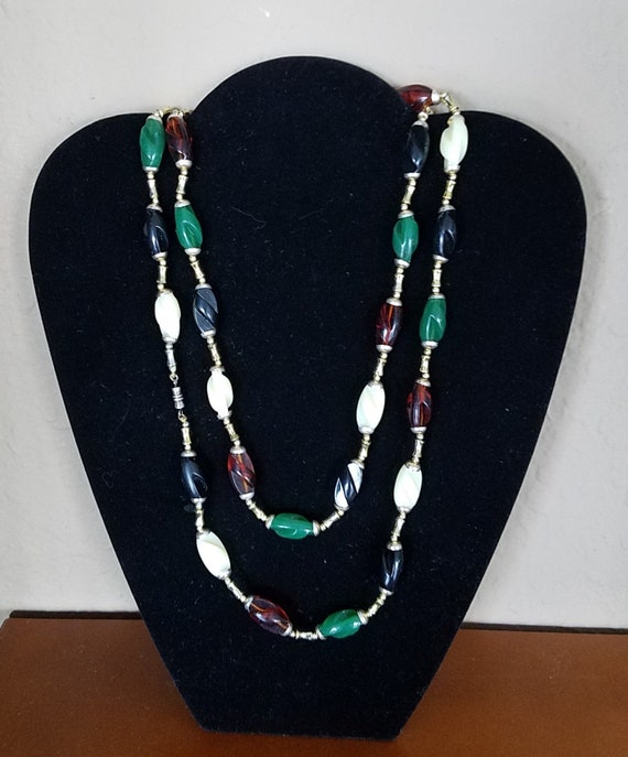 Vintage Twisted Beaded Flapper Necklace - image 1