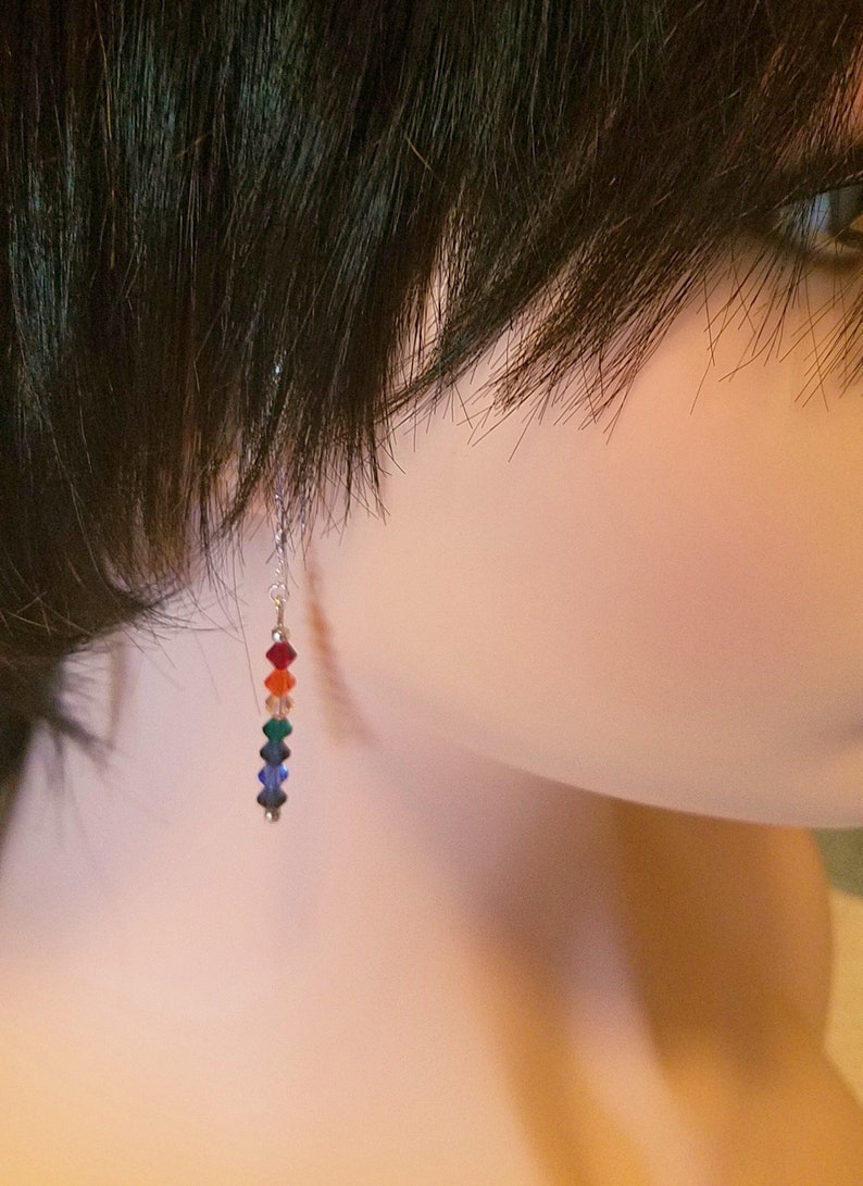 Chakra Sterling Silver Ear Threads image 1