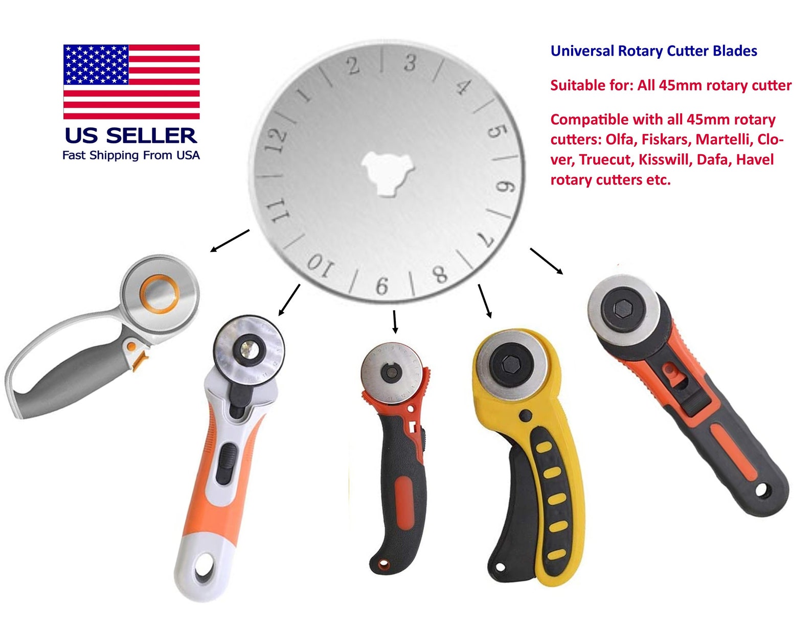 Universal Rotary Cutter Blade 45mm 10 Units for All Rotary Etsy