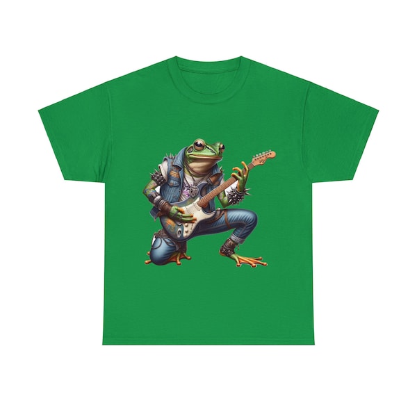 This FROG knows how to ROCK! Rock n roll guitarist frog guitar player tee!