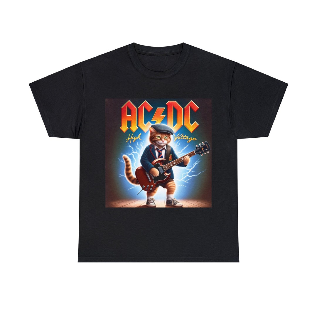 AC/DC High Voltage Rock 'n Roll Kitty Cat Graphic Tee! - Etsy