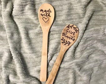 Personalize Wooden Spoon | Wood Burned Wooden Spoon | Kitchen Utensils | Cooking Spoons | Pyrography | Custom Gifts | Wedding Gifts