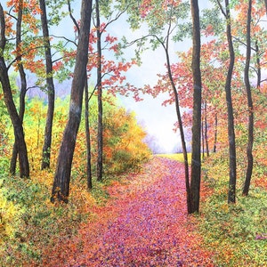 Autumn Leaves Art - Fall Landscape - Forest Print - Nature Art - Fall Leaves Painting - Forest Print - Warm Painting - Matted Print