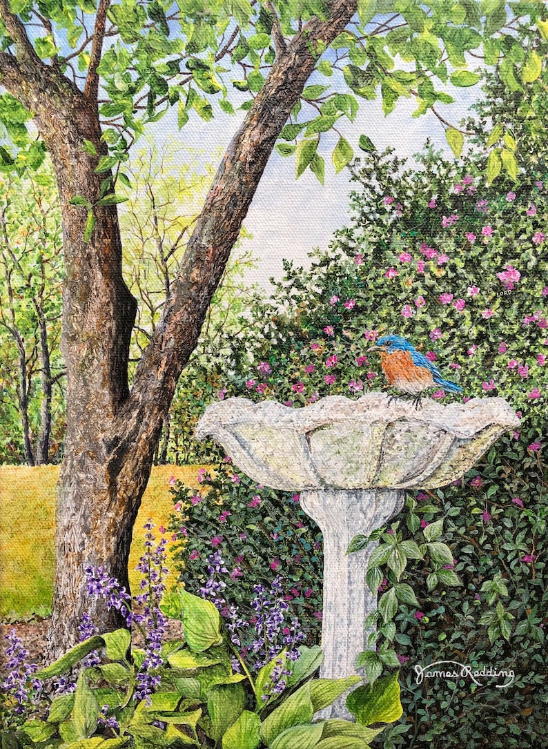 Bluebird Painting - Small Original Art - Nature Art - Garden Art ...