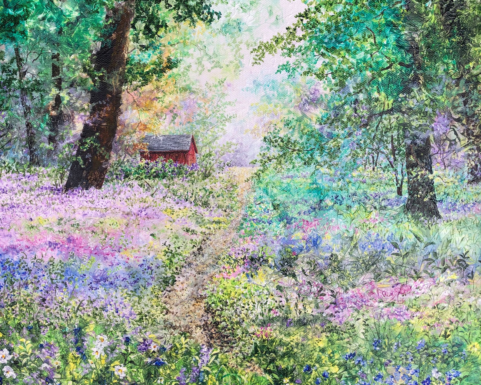 Spring Art Print Forest Painting Barn Painting Floral Etsy