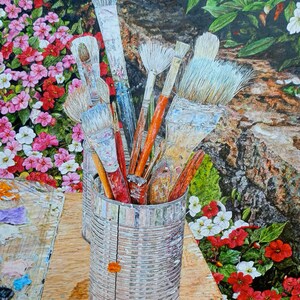 Vibrant Painting - Americana Art - Bright Painting - Summer Painting - Outdoor Painting - Flower Art - Quirky Painting - Matted Print