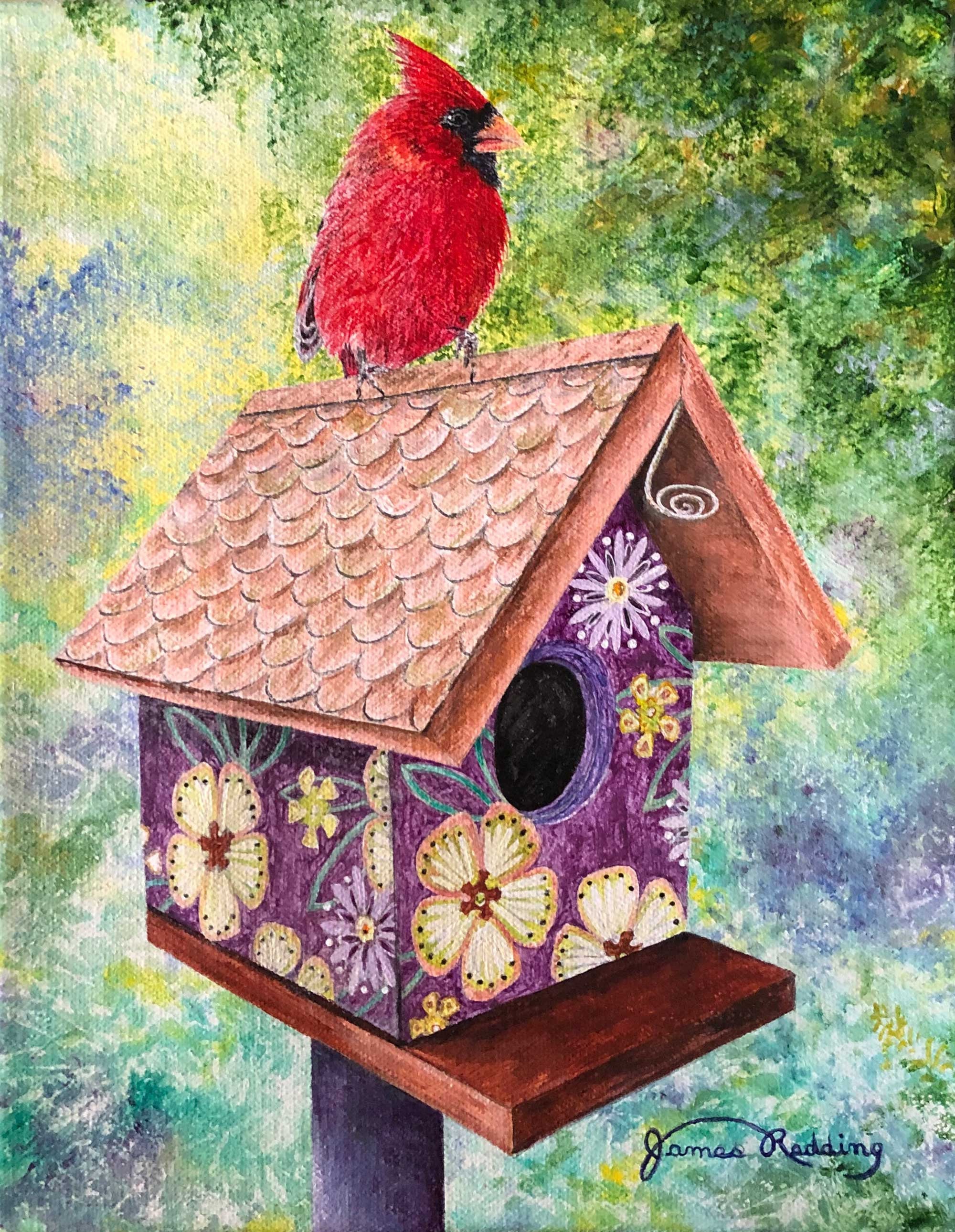 Colorful Painting Cardinal Art Small Original image