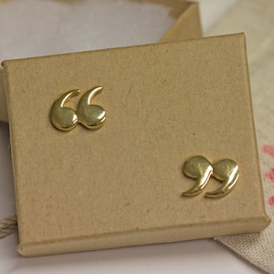 Earrings - Quotation / Speech Marks - Gold - Large