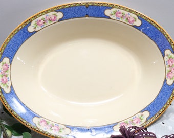 Vintage Ostrow Princess Anne Bone China Serving Bowl, Golden Dusk