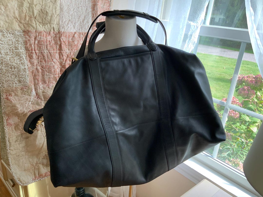 Coach Bag Black Leather Duffle 0503 Cabin Overnighter