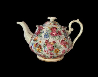Royal Albert Bone China Rose Chintz Tea Set | Tea Pot - Creamer - Sugar Bowl