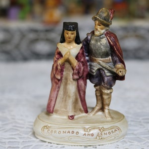Signed Sebastian Miniatures Coronado and Senora Couple SML-383 PW Baston Ornate Base Couple Miniature Figurine