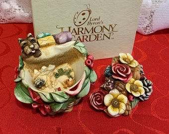 Harmony Kingdom Winter Bouquet Harmony Garden Lord Byron 0521/3600 Artist Initials  Trinket Box with Original Box