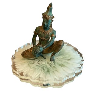 Bronze Thai Statue Drummer Thepanom Phra Aphai Mani Rammana Gilt Antique