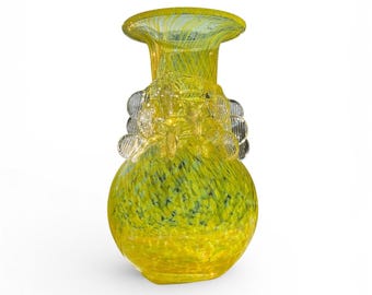 Yellow Handblown Art Glass Vase - Henryk Rysz Sabina Glassworks