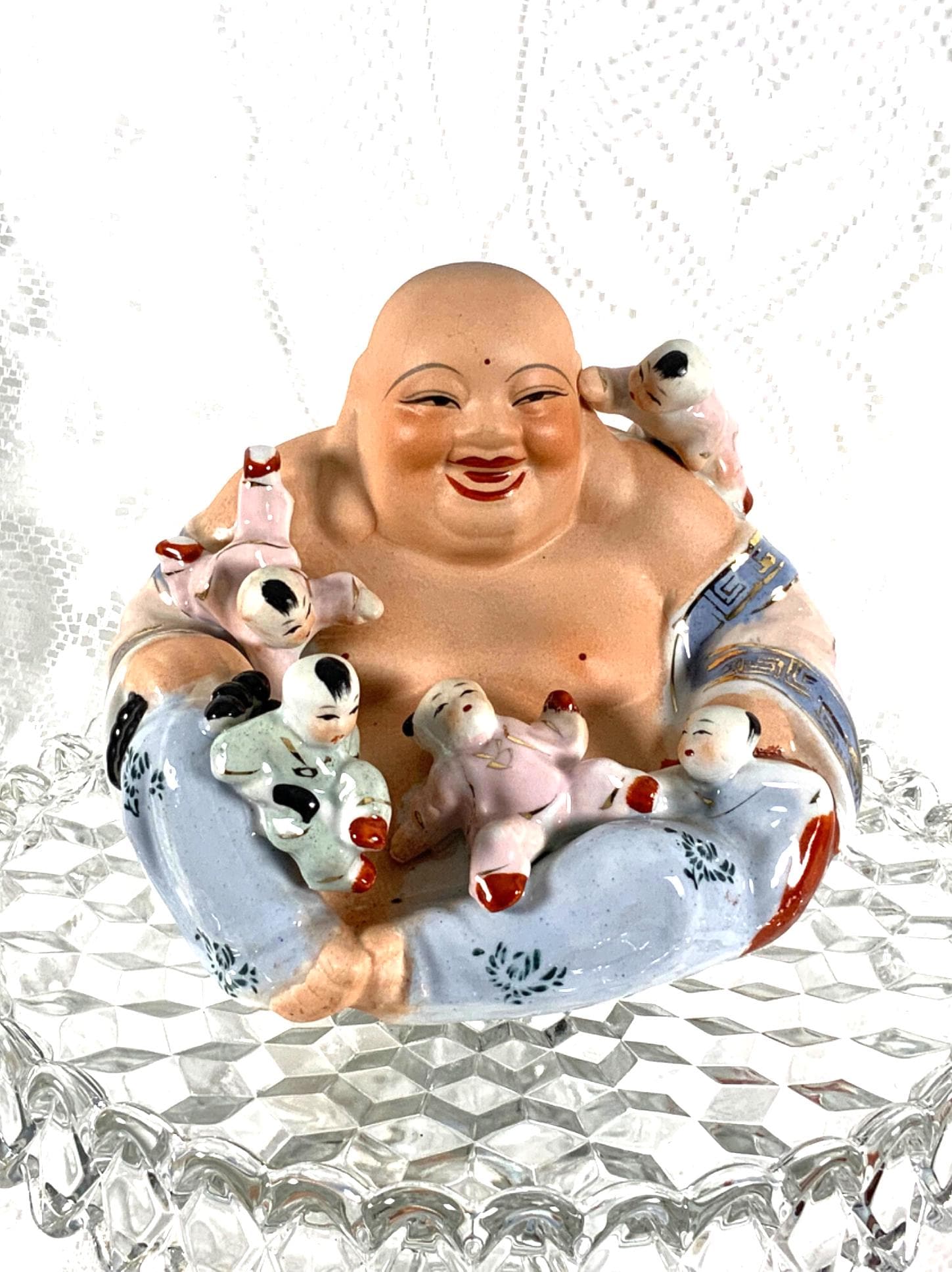 Porcelain Laughing Buddha With Babies - Etsy