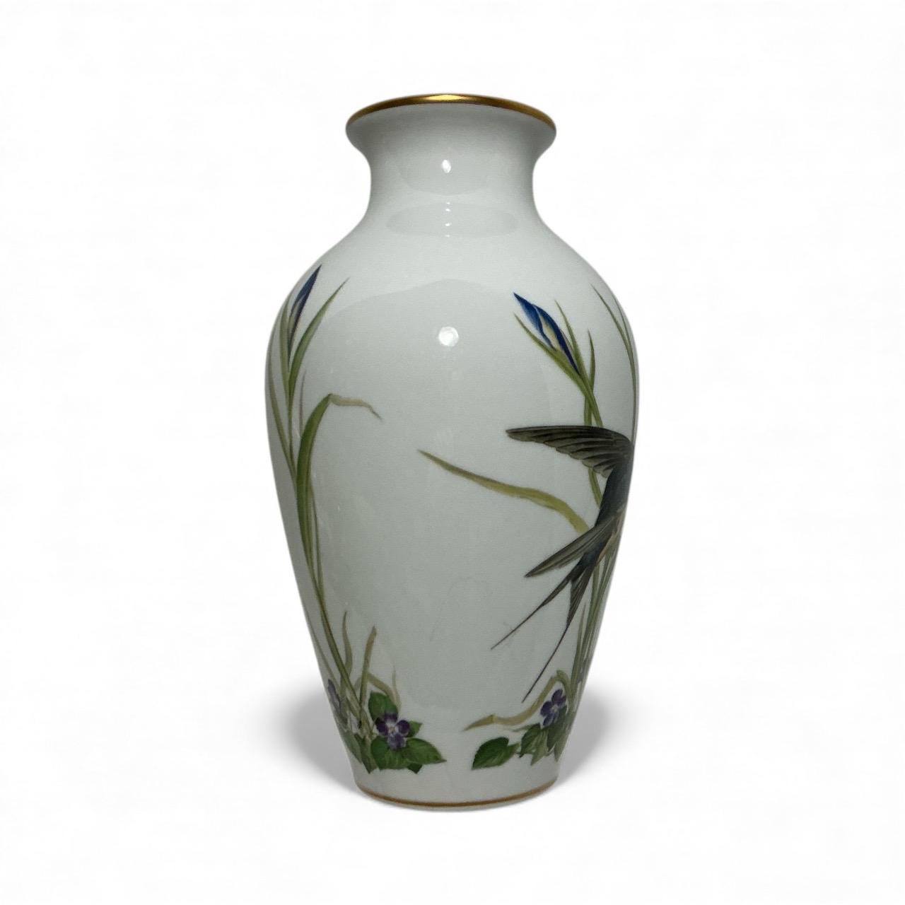 The Meadowland Porcelain Bird Vase - Basil Ede - Irises and Barn