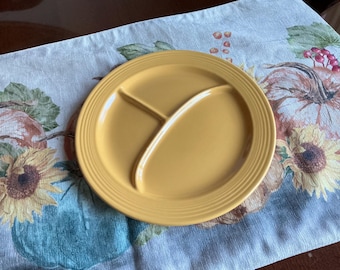 Fiesta Compartment Plate - Divided - Grille - Yellow Glaze -  EUC - 1937-1959