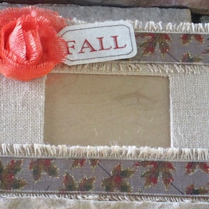 Fall Burlap Frame 4x6, Fall Leaf Frame, Fall Sign, 4x6 Picture Frame, Autumn Home Decor, 4x6 Burlap Frame,  Orange Bow Frame, Fall Ribbon