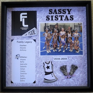 Cheerleading Shadow Box, Cheer Coach Gift,  First Look Cheerleading Company, Girls Cheerleading, Cheerleading Pom Poms, Cheerleading