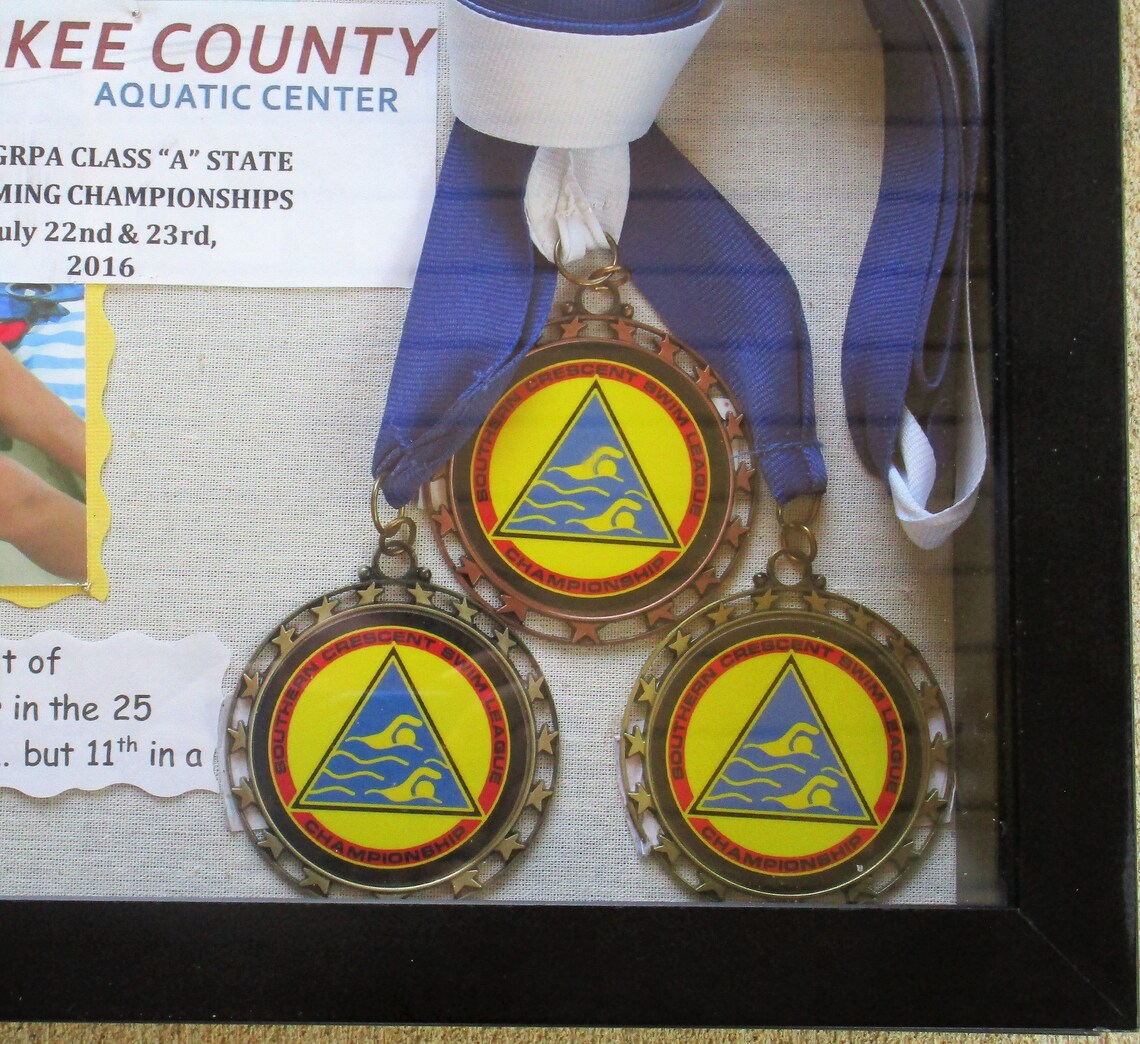 Swim Ribbon Shadow Box Swim Team Athletic Ribbon Display Etsy