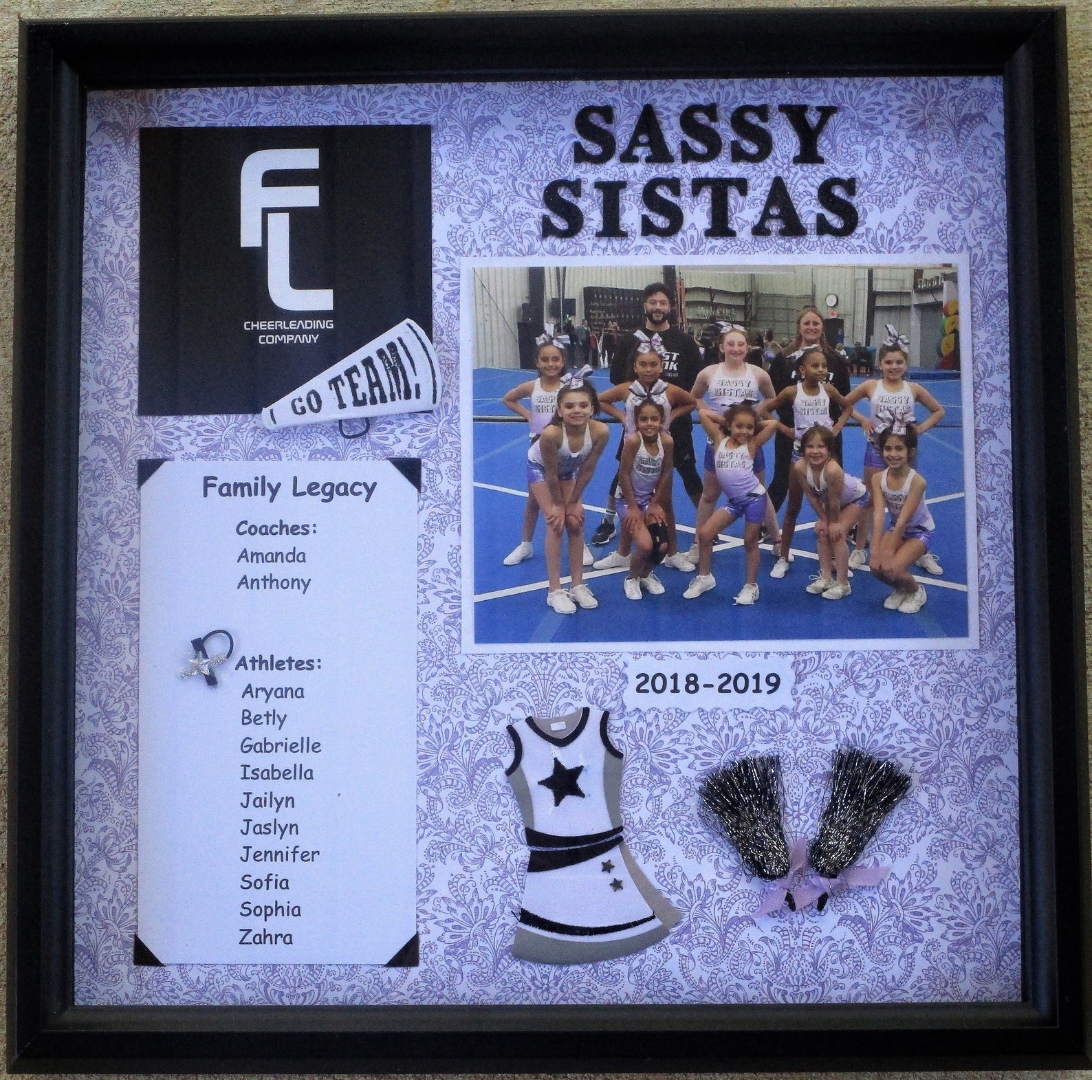 Cheerleading Shadow Box, Cheer Coach Gift, First Look Cheerleading