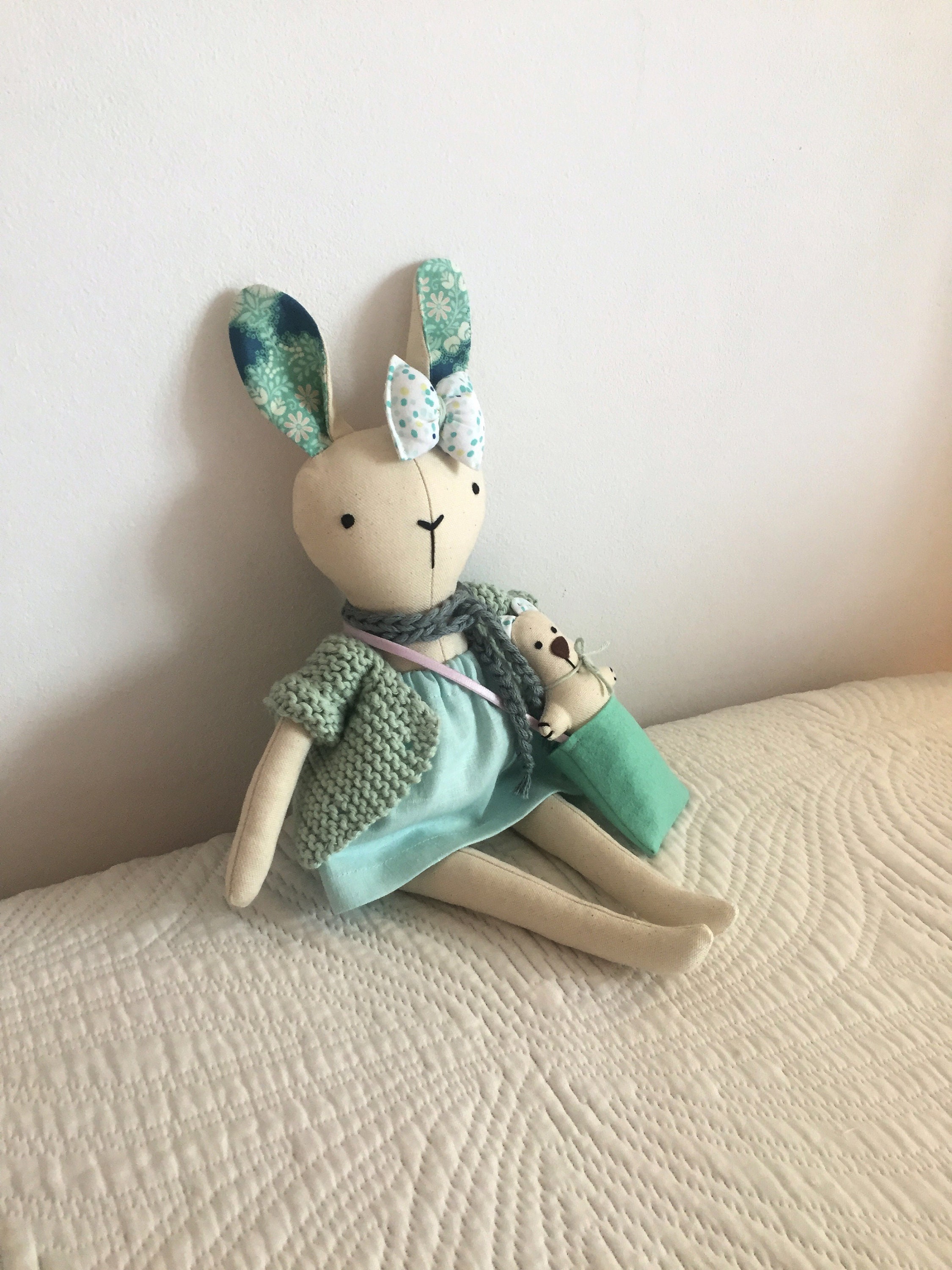 Bunny Handmade Stuffed Doll Plush Fabric Rabbit Dress up - Etsy