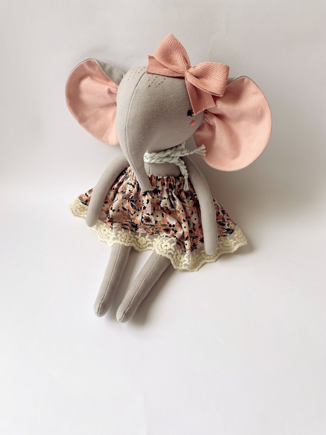 Elephant Rag Doll Heirloom Stuffed Animal Toy Keepsake Etsy