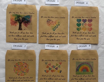 Personalized Rainbow Wildflower Seed Packets: Eco-Friendly Favors