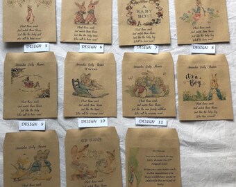 Peter Rabbit Wildflower Seed Packet, Baby Shower Favor